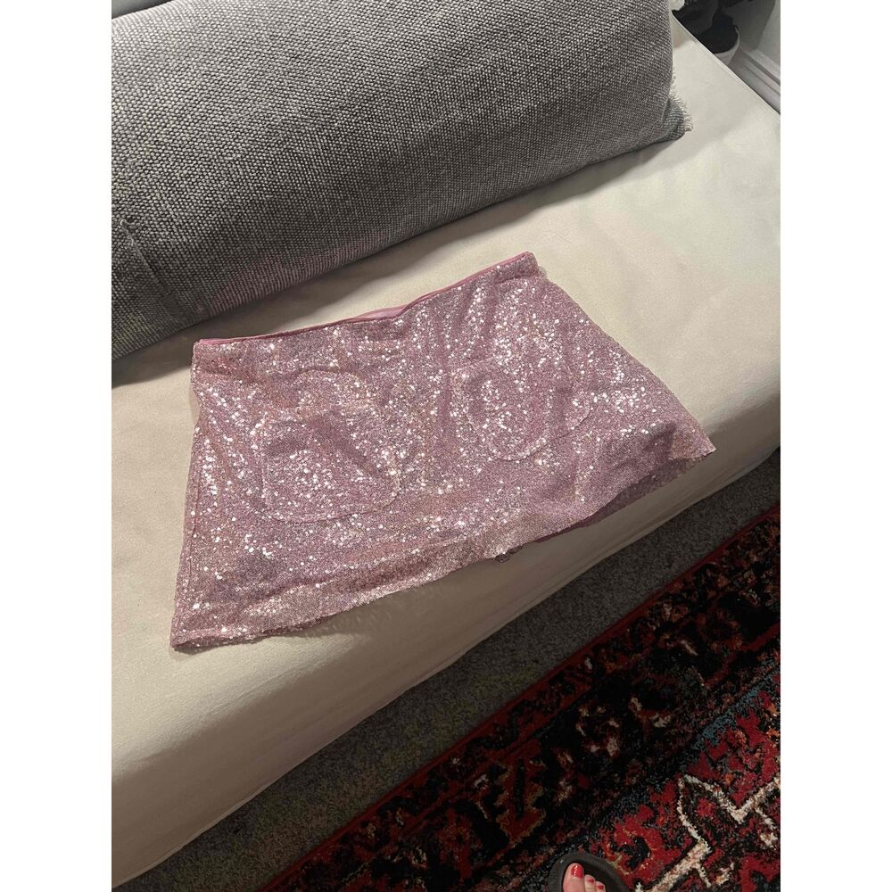 COPY - NWT Anthropologie Pink Sequined Mini Skort